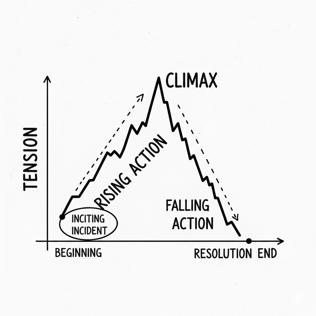 Plot diagram showing the narrative arc